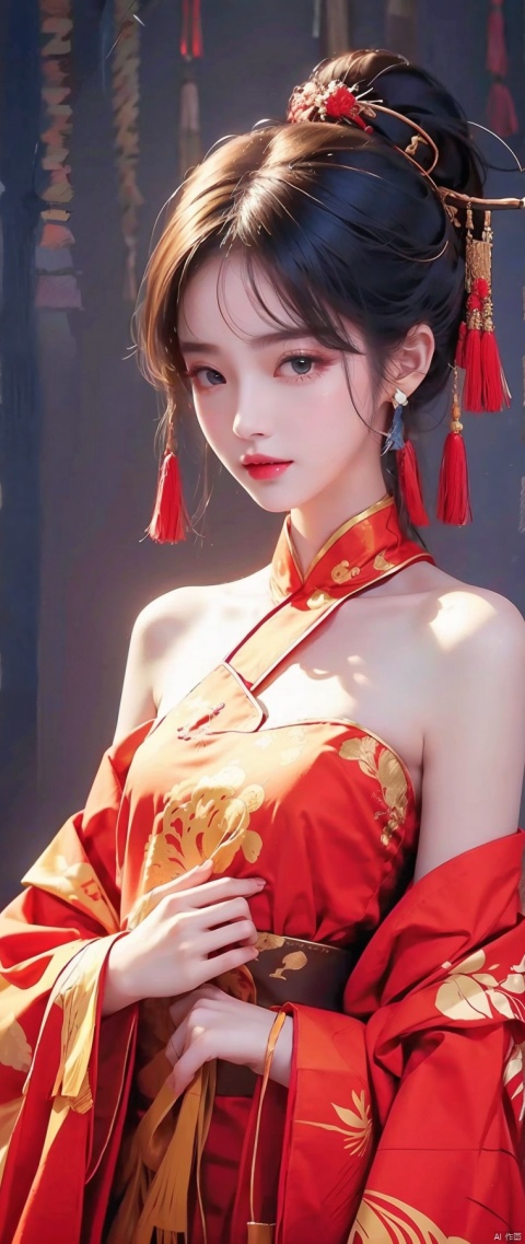  1girl,chinese_clothes,Bare shoulder,
