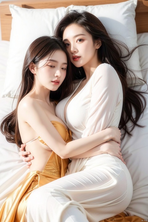  masterpiece, best quality, 2girls, kiss,nakedness,big breast,sleeping,(lie in bed:1.4),mature female, yuri, chang,yifu,hug, wedding dress, masterpiece,best quality,official art,extremely detailed CG unity 8k wallpaper, light master, glowing,chineseclothes,long sleeves,1girl, RoyalSister Face,xiaoyemao, red and gold clothes,shidudou,hand101, 1girl