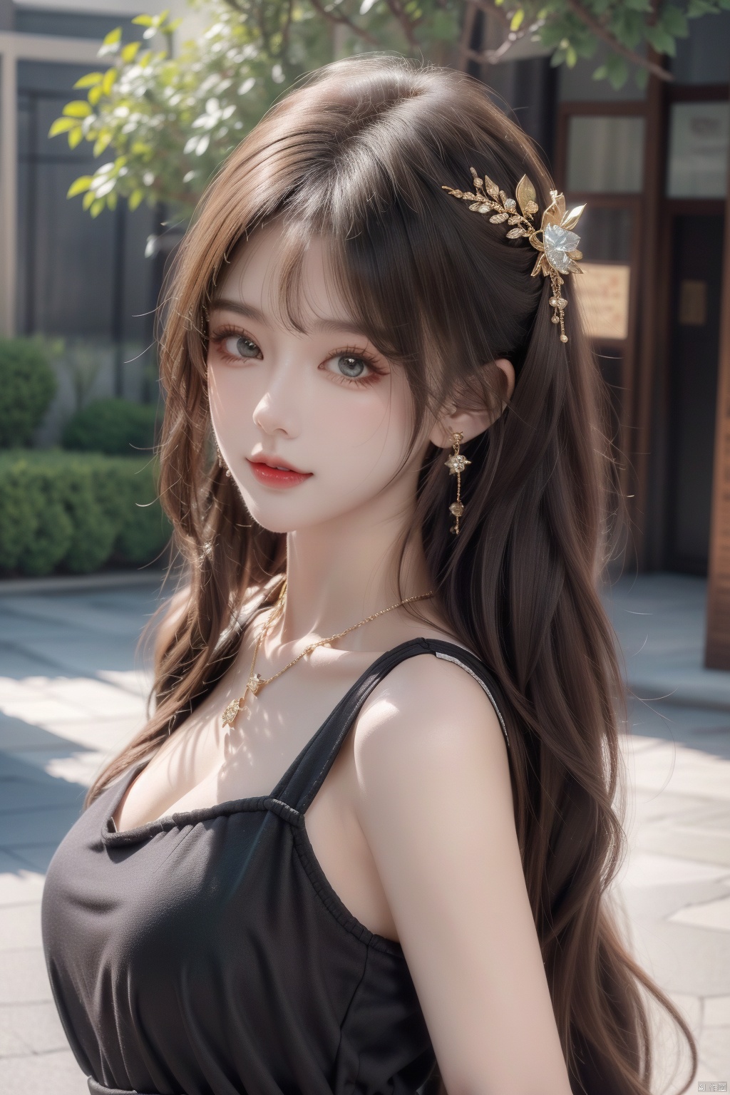  21yo girl, solo, looking at viewer, smile,

Gold-Trim Jewelry, long earrings, bow Hair ornament, Agate Necklace, emerald bracelet,
Diamonds, onyx, enamel,

HDR, Vibrant colors, surreal photography, highly detailed, masterpiece, ultra high res,
high contrast, mysterious, cinematic, fantasy, bright natural light, wangyushan, eyeglasses