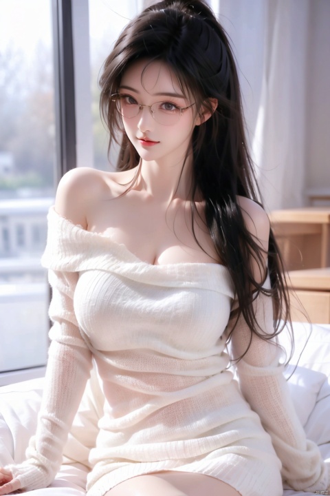  masterpiece, best quality, delicate face, (pretty girl), coat, shirt, skirt, pantyhose, interior, teacher, classroom, chalkboard, smile, glasses, perfect figure, Slim figure,(black hair), big breasts, huge breasts, chest tightness, backlight, ((delicate facial features)), delicate hairstyle, super fine, attention to facial details, ((extreme details)), masterpiece, perfect, first-class, highlights, bright and colorful tones, 3D, high resolution, 1 girl, gorgeously dressed, transparent,(sweater:1.3),tutuhh
