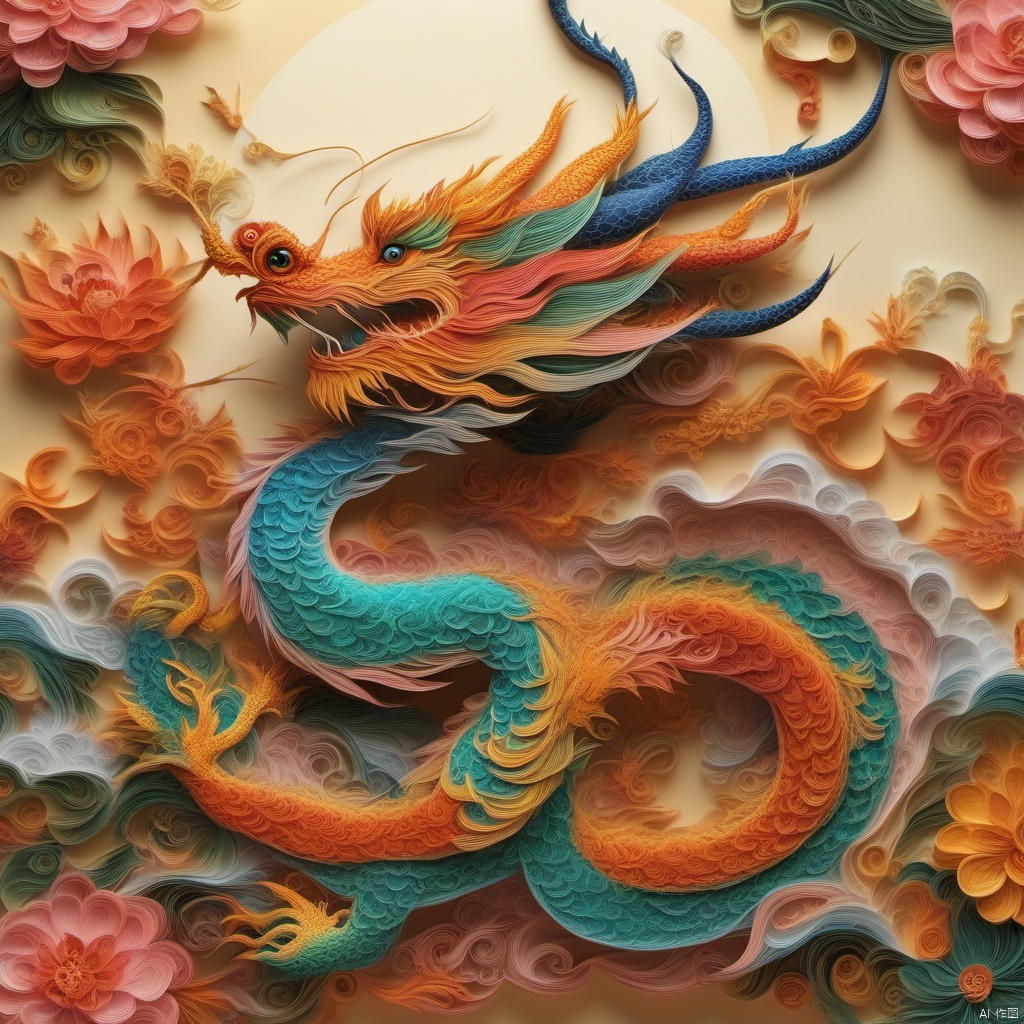  yanzhi,(best quality,4k,8k,highres,masterpiece:1.2),ultra.detailed,(realistic,photorealistic,photo-realistic:1.37),dragon paper cutting,exquisite work,delicate patterns,handmade,craftsmanship,ornate details,illuminated,backlit,vibrant colors,rich colors,artistic,traditional art,folk art