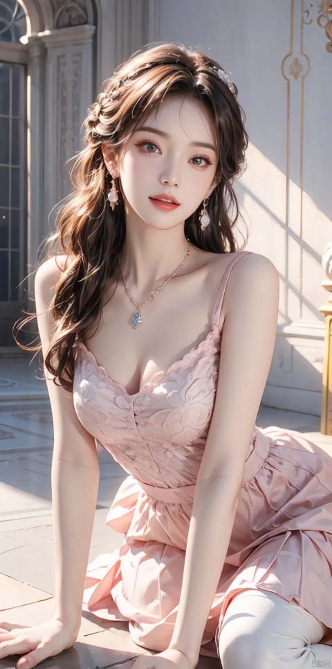  masterpiece, round eyewear,best quality, delicate face, beautiful girl, noble, aristocratic etiquette, banquet, aristocratic banquet, long blonde hair, red pupils, earrings, gorgeous dress, evening dress, white stockings, exquisite background, highest quality, European, gorgeous, aristocratic ladies, large skirt, multi-layered skirt, pink rose, pink gemstone earrings, pink gemstone necklace, gorgeous, dignified, elegant, intricate skirt pattern, gorgeous palace, masterpiece, perfect, first-class, highlights, bright and colorful tones, 3D, High resolution, 1 girl, all fours,Spread legs