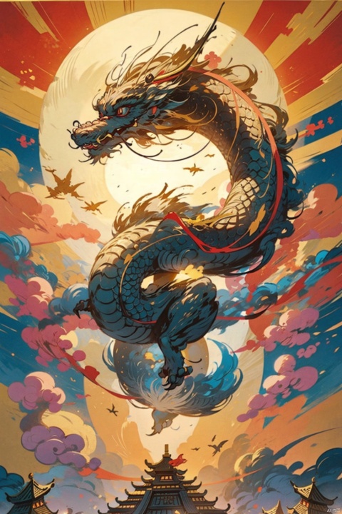  chinese dragon,golden clouds, 3D blind box, fazhen, eastern dragon, HTTP,long,zydink, xinnian, jinli,1girl,