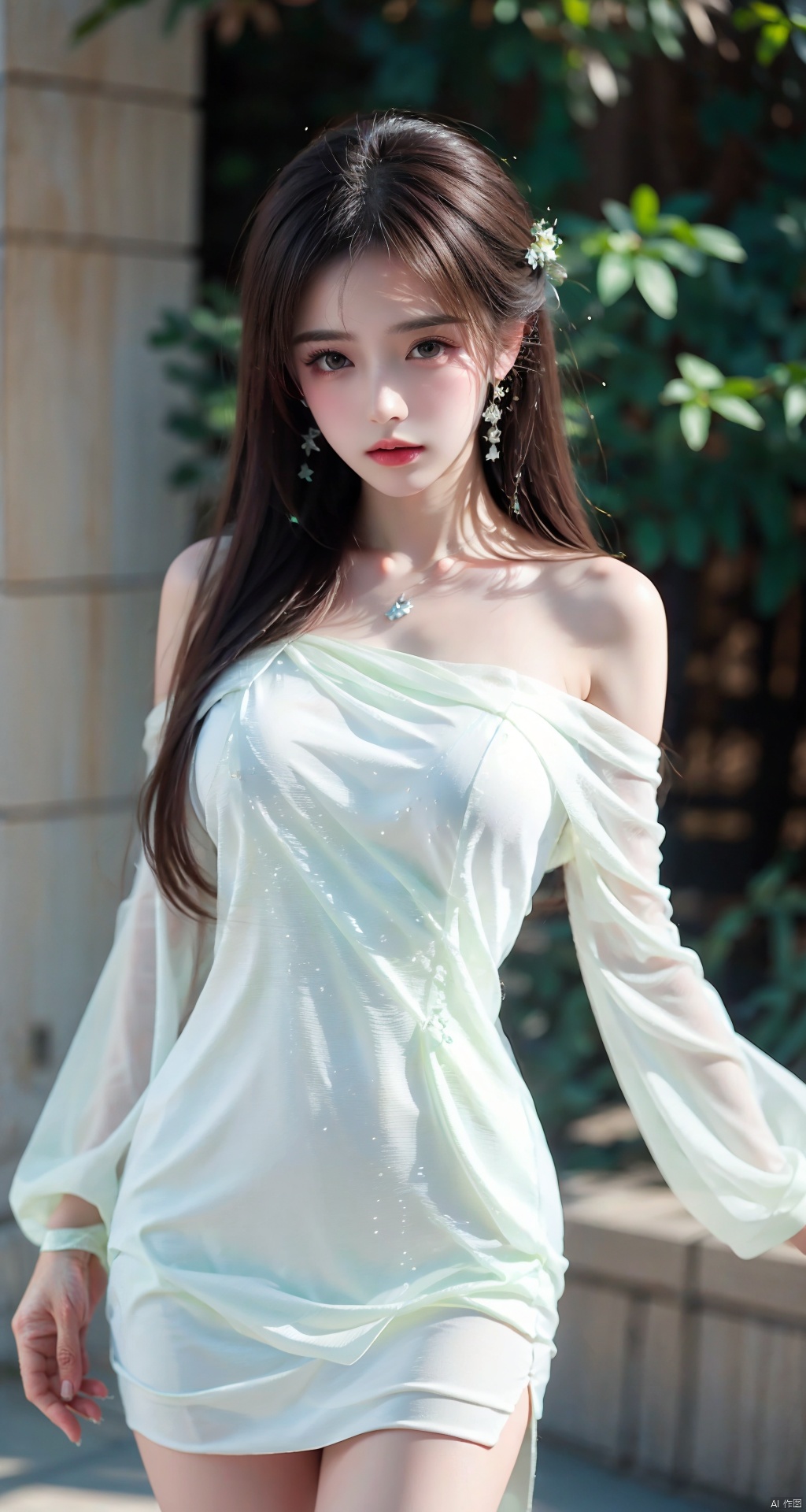  DaoTeGC,white dress,Epic CG masterpiece,hdr,dtm,8K,ultra detailed graphic tension,dynamic poses,stunning colors,3D rendering,surrealism,cinematic lighting effects,realism,00 renderer,super realistic,super vista,HD,DaoTeGC,jewelry,flower,detached sleeves,floating hair,white dress, Hanama wine, midjourney, BJ_Violent_graffiti, yunqing, 30710