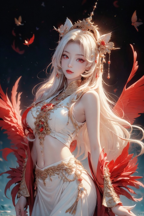  (guanyin:1.3),(1girl:1.8),(solo:1.8), beautiful, ultra realistic, ultra clear image quality, 8k, exquisite landscape background, enchanting figure,hand placed behind, background with Holy Light Rune flashing, soft light. The water below shimmered with light. The other shore flower has a large chest, a navel exposed, Official art, unit 8K wallpaper, ultra detailed, beautiful and aesthetically pleasing, masterpiece, best quality, very detailed, dynamic angle, paper skin, elegant, fauvism design, visual color, romanticism, divine realm In a painting, standing on sea, and her presence radiates strength. (Masterpiece, best quality, more details, vertical, realistic, realistic, one detail, clear focus, movie lighting), ray tracing, ultra wide angle, 4K, award-winning,1 little girl, masterpiece, highest quality, high quality, cute, white hair,Rabbit ears, plump figure, exposed white dress, (red eyes:1.3), sparkling eyes, shy expression, big_breast,nun,Pious