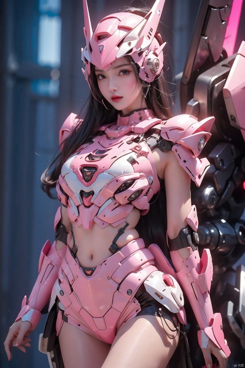  1 girl, science fiction armor,sexy,thighs,naked, Pink Mecha