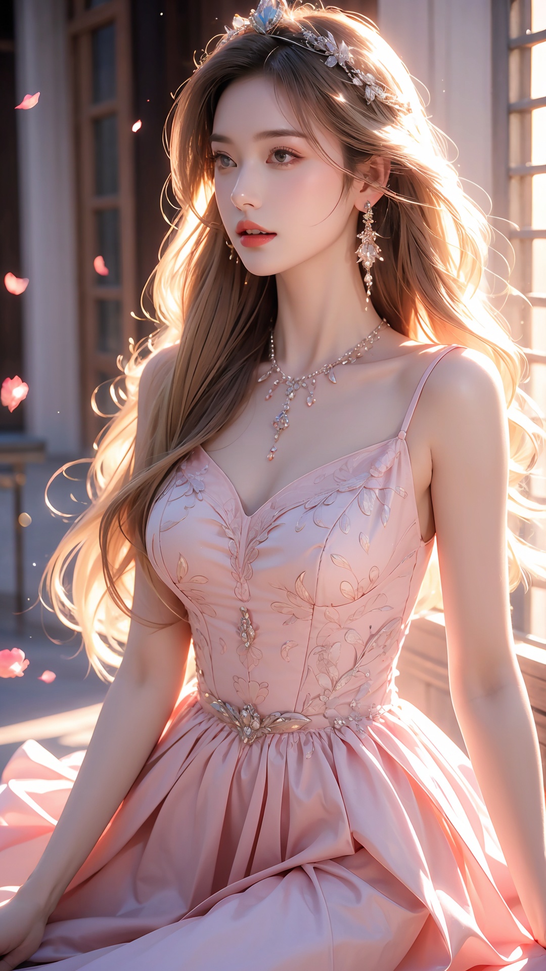 masterpiece, round eyewear, best quality, delicate face, beautiful girl, noble, aristocratic etiquette, banquet, aristocratic banquet, long blonde hair, red pupils, earrings, gorgeous dress, evening dress, exquisite background, highest quality, European, gorgeous, aristocratic ladies, large skirt, multi-layered skirt, pink rose, pink gemstone earrings, pink gemstone necklace, gorgeous, dignified, elegant, intricate skirt pattern, gorgeous palace, masterpiece, perfect, first-class, highlights, bright and colorful tones, 3D, High resolution, 1 girl, all fours, Spread legs, futuaner, huliya, , , , , 
