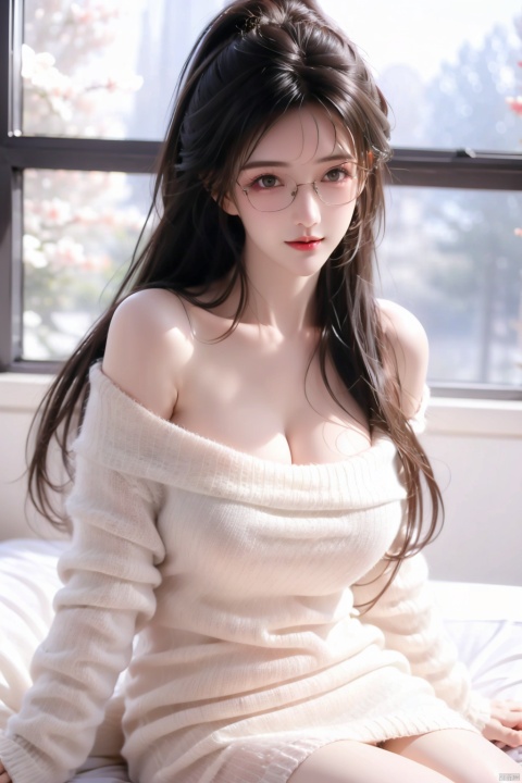  masterpiece, best quality, delicate face, (pretty girl), coat, shirt, skirt, pantyhose, interior, teacher, classroom, chalkboard, smile, glasses, perfect figure, Slim figure,(black hair), big breasts, huge breasts, chest tightness, backlight, ((delicate facial features)), delicate hairstyle, super fine, attention to facial details, ((extreme details)), masterpiece, perfect, first-class, highlights, bright and colorful tones, 3D, high resolution, 1 girl, gorgeously dressed, transparent,(sweater:1.3),tutuhh