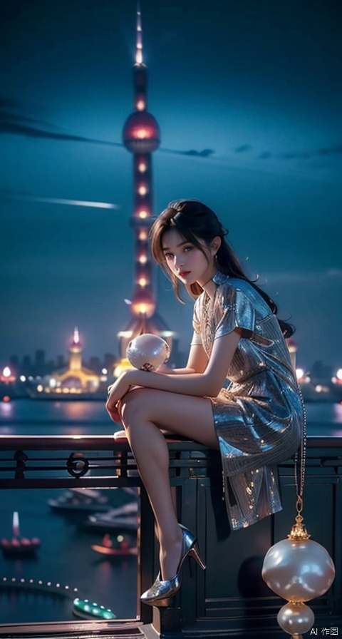  (Best Quality,Masterpiece,Ultra High Resolution,detailed face,beautiful and aesthetic:1.2),(Mottled silhouettes:1.3),(((the oriental pearl and the bund in shanghai:1.4))),((charming night view of shanghai:1.4)),
1girl,((head to one side:1.4)),(The wind ruffled his hair),crisp suit,handsome young ***** manly man,sit on the steps,exaggerated,Charming night view,small street restaurant,xuer house,fullbody,wide angle,outdoors,skyscrapers, Light master