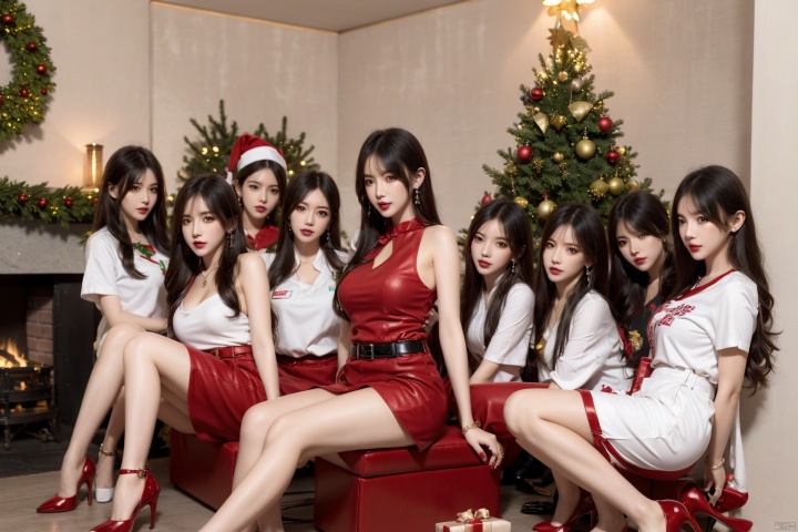 20 girls,nurse, christmas,high_heels