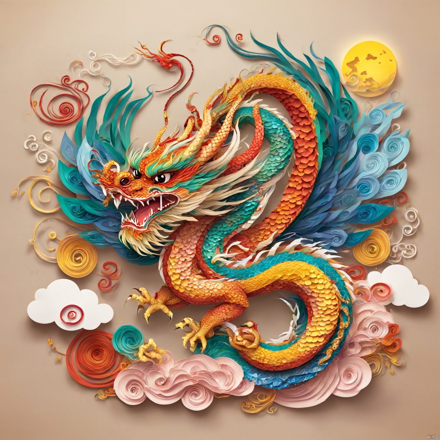  Chinese dragon,(chibi:1.5) yanzhi