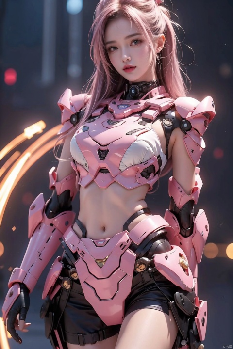  1 girl, science fiction armor,sexy,thighs,Pink Mecha