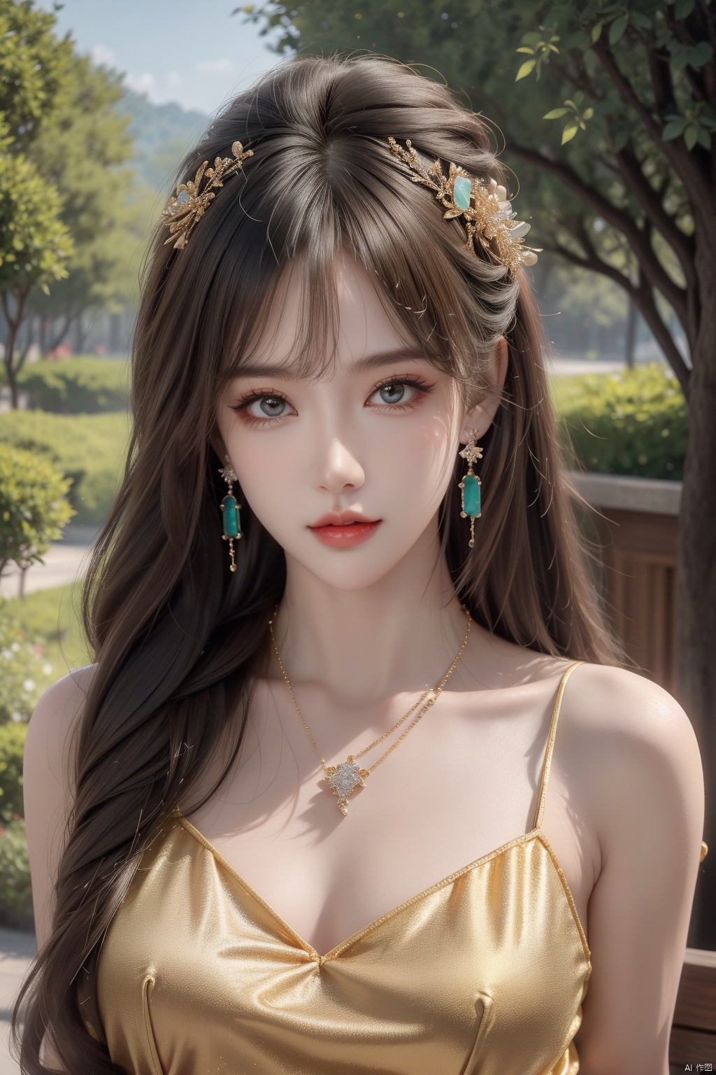  21yo girl, solo, looking at viewer, smile,

Gold-Trim Jewelry, long earrings, bow Hair ornament, Agate Necklace, emerald bracelet,
Diamonds, onyx, enamel,

HDR, Vibrant colors, surreal photography, highly detailed, masterpiece, ultra high res,
high contrast, mysterious, cinematic, fantasy, bright natural light, wangyushan, eyeglasses