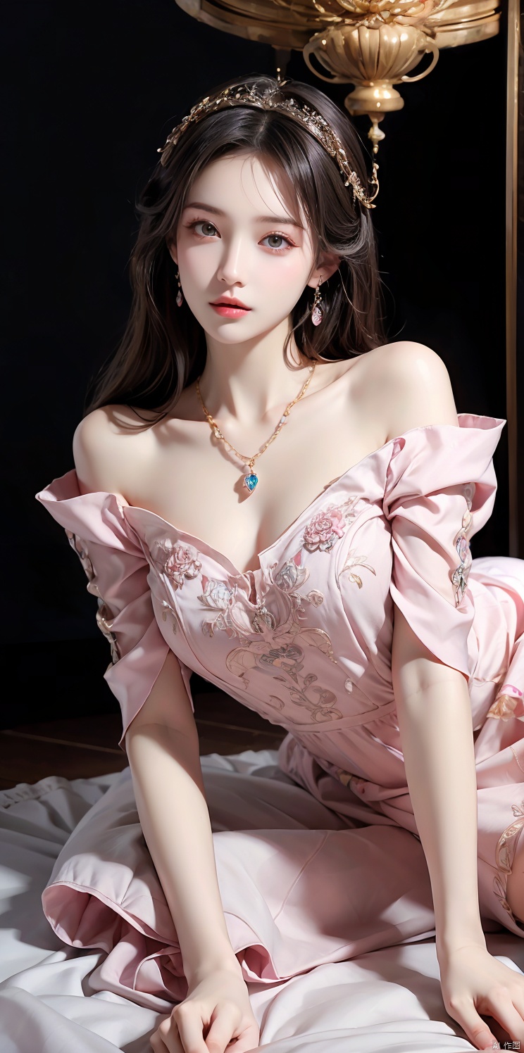  masterpiece, round eyewear,best quality, delicate face, beautiful girl, noble, aristocratic etiquette, banquet, aristocratic banquet, long blonde hair, red pupils, earrings, gorgeous dress, evening dress, white stockings, exquisite background, highest quality, European, gorgeous, aristocratic ladies, large skirt, multi-layered skirt, pink rose, pink gemstone earrings, pink gemstone necklace, gorgeous, dignified, elegant, intricate skirt pattern, gorgeous palace, masterpiece, perfect, first-class, highlights, bright and colorful tones, 3D, High resolution, 1 girl, all fours,Spread legs, hm