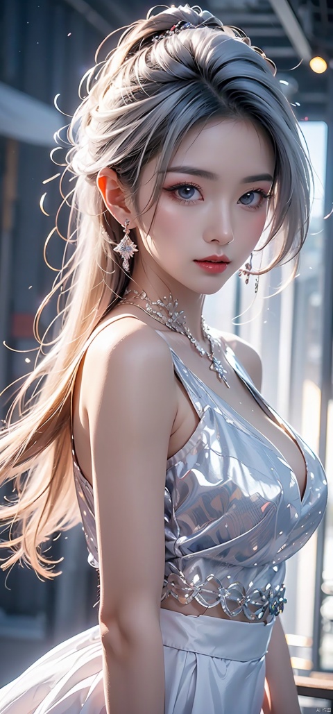  ((best quality)), ((masterpiece)), ((ultra-detailed)), extremely detailed CG, (illustration), ((detailed light)), (an extremely delicate and beautiful), a girl, solo, ((upper body,)), ((cute face)), expressionless, (beautiful detailed eyes), full breasts, (medium breasts:1.2), blue dragon eyes, (Vertical pupil:1.2), white hair, shiny hair, colored inner hair, [Armor_dress], blue_hair ornament, ice adorns hair,depth of field, [ice crystal], (snowflake), [loli], [[[[[Jokul]]]]], 21yo girl,