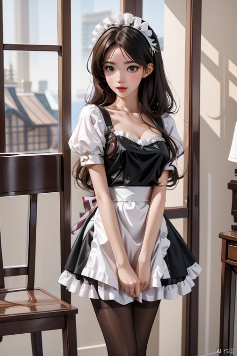  1girl, solo,best quality, amazing quality, very aesthetic, maid headdress,pantyhose,