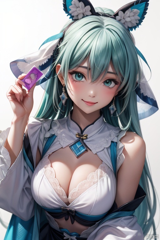 {{{luo tianyi}}}, {{{artist:binggong_asylum}}},artist:murata_yuusuke,artist:onineko,[artist:As109,artist:tianliang duohe fangdongye],[[artist:QYS3]],year_2023,{face Close-Up}, pov holding chin, masterpiece, high quality, anime style,{solo},{{1girl}}, green eyes, gray hair,{peace symbol, v}, {Used condom as decoration}, the condom is held in the cleavage, the used condom is placed on the chest, {{veil, harem_outfit, panties are put on the head}}, underwear is worn on the head, {{mouth spits out semen, semen flows from the mouth, too much semen, the face is full of semen, {facial}, an extreme amount of semen}}, {flamboyant makeup, heavy makeup}, [[gold necklace, gold earrings]], {smile, wink, happy smile}, {{{large medium breasts}}}, cleavage, overboob