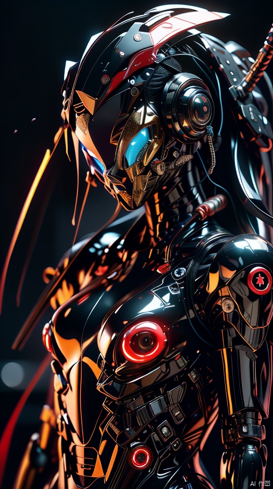  ((diamondly beautiful eyed girl)) with braids holds a weapon in his hand on a black background, red glowing eyes, holy cyborg necromancer girl, holds a weapon in his hand, Sci-Fi Helmet, cyber mask, brian sum, goddess of war, blue cyborg, balaskas, blink, highest quality, masterpiece, ultra-detailed, dof, artistic lighting, highest quality, masterpiece, ultra-detailed, dof, rimlight,,Full body shot, head shot
