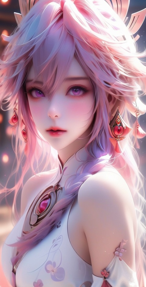  A girl, bust, delicate makeup, Half-length photo, Face close-ups, colorful hair, Red lips, delicate eye makeup, colorful hair, purple eyes, blue hair, fair skin, blisters, glowing jellyfish, (white background:1.4), fantasy style, beautiful illustration, White shiny clothes, complex composition, floating long hair, seven colors, Keywords delicate skin, luster, liquid explosion, Elegant clothes, Glowing shells, glowing seabed, streamer, 1girl, smoke, colorfulveil, colorful, Shifengji, 
( Best Quality: 1.2 ), ( Ultra HD: 1.2 ), ( Ultra-High Resolution: 1.2 ), ( CG Rendering: 1.2 ), Wallpaper, Masterpiece, ( 36K HD: 1.2 ), ( Extra Detail: 1.1 ), Ultra Realistic, ( Detail Realistic Skin Texture: 1.2 ), ( White Skin: 1.2 ), Focus, Realistic Art, fantasy, girl, Big breasts, Facing the camera, wangyushan, glintsparkle,,,
,原神, bachong