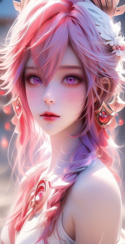  A girl, bust, delicate makeup, Half-length photo, Face close-ups, colorful hair, Red lips, delicate eye makeup, colorful hair, purple eyes, blue hair, fair skin, blisters, glowing jellyfish, (white background:1.4), fantasy style, beautiful illustration, White shiny clothes, complex composition, floating long hair, seven colors, Keywords delicate skin, luster, liquid explosion, Elegant clothes, Glowing shells, glowing seabed, streamer, 1girl, smoke, colorfulveil, colorful, Shifengji, 
( Best Quality: 1.2 ), ( Ultra HD: 1.2 ), ( Ultra-High Resolution: 1.2 ), ( CG Rendering: 1.2 ), Wallpaper, Masterpiece, ( 36K HD: 1.2 ), ( Extra Detail: 1.1 ), Ultra Realistic, ( Detail Realistic Skin Texture: 1.2 ), ( White Skin: 1.2 ), Focus, Realistic Art, fantasy, girl, Big breasts, Facing the camera, wangyushan, glintsparkle,,,
,原神, bachong