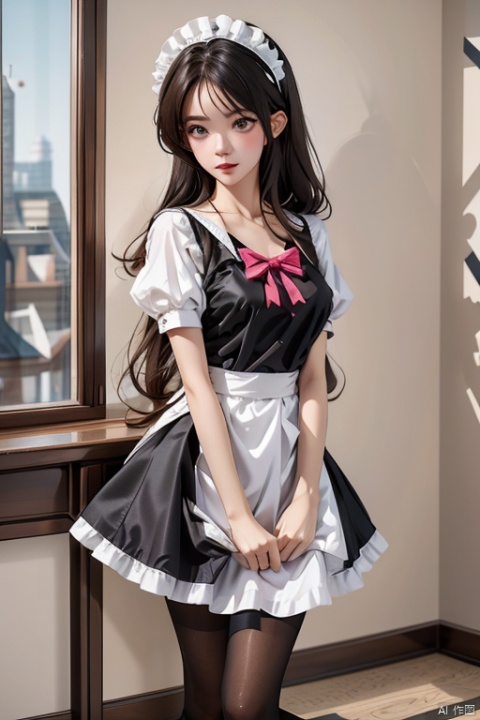  1girl, solo,best quality, amazing quality, very aesthetic, maid headdress,pantyhose,