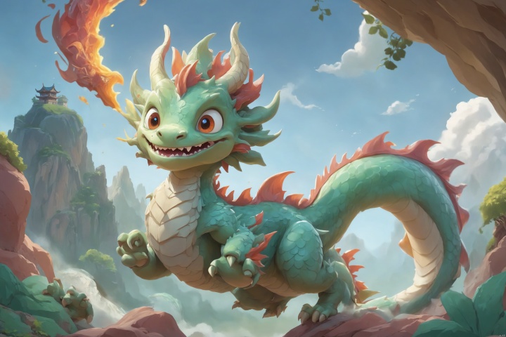  The cute cartoon thin dragon tail.