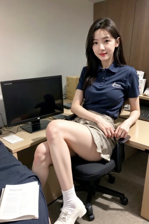  1girl,8k,,,long legs, ,Monitoring Room,
,sexfriend, office uniform,,
,short skirt,
full_body,dutch angle