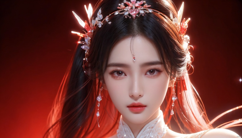 Full face, upper body, head close-up, (Good structure),cowboy_shot, DSLR Quality,Depth of field ,looking_at_viewer,Dynamic pose, , ,
1 girl,(red light effect),hair ornament,jewelry,looking at viewer, (\meng ze\), wangyushan, dofas,(ultra-detailed crystallization),transparent crystals, qingyi, limuwan, yunxi, liuyifei