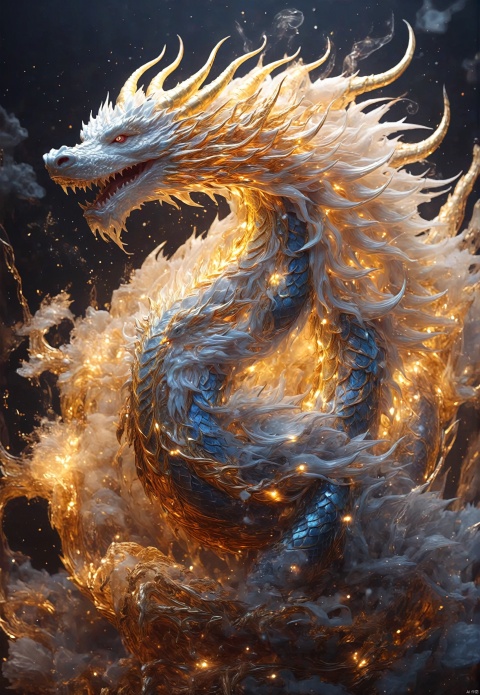 ((positive)),(( Look at the camera)), , realistic,chinese  Dark gold. Ice Dragon, desolate, intricately detailed, artistic lightning, particles, beautiful, amazing, highly detailed, digital art, sharp focus, trending on art station,amazing6