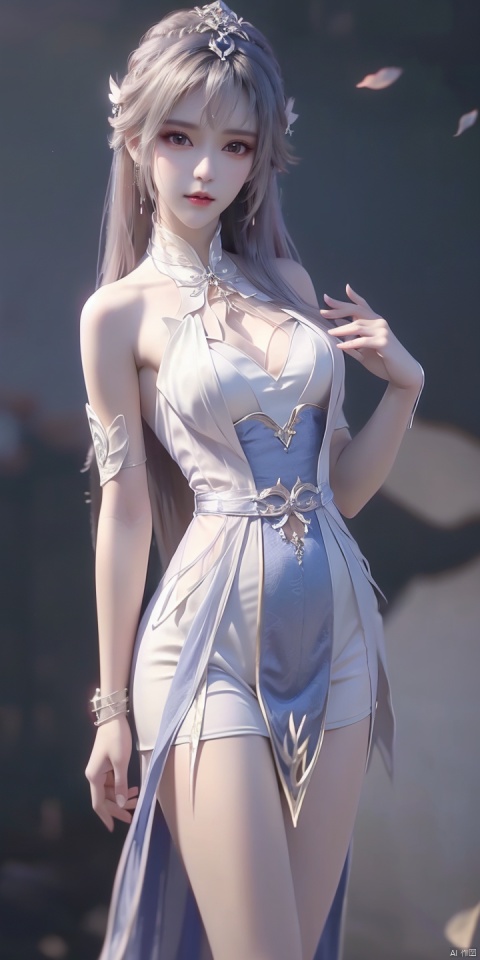  XS,1girl,solo,long hair,high_heels,dress,black hair,hairband,anklet,jewelry,hair ornament,bare legs,blue dress,brown eyes,
looking at viewer,realistic,ribbon,sleeveless,bangs,cosplay,chinese clothes,
blue theme,
brown hair,blue hairband,
detached sleeves,white dress,flower,bare shoulders,, (raw photo:1.2),((photorealistic:1.4))best quality,masterpiece,illustration,an extremely delicate and beautiful,extremely detailed,CG,unity,8k wallpaper,Amazing,finely detail,masterpiece,best quality,official art,extremely detailed CG unity 8k wallpaper,absurdres,incredibly absurdres,huge filesize,ultra-detailed,highres,extremely detailed,beautiful detailed girl,cinematic lighting,1girl,pale skin,tall female,(perfect body shape),skinny body,Slender legs,, pale skin,tall man,long legs,thin leg, lvshui-green dress, yue , hair ornament , hanfu, xiaowu, 1girl