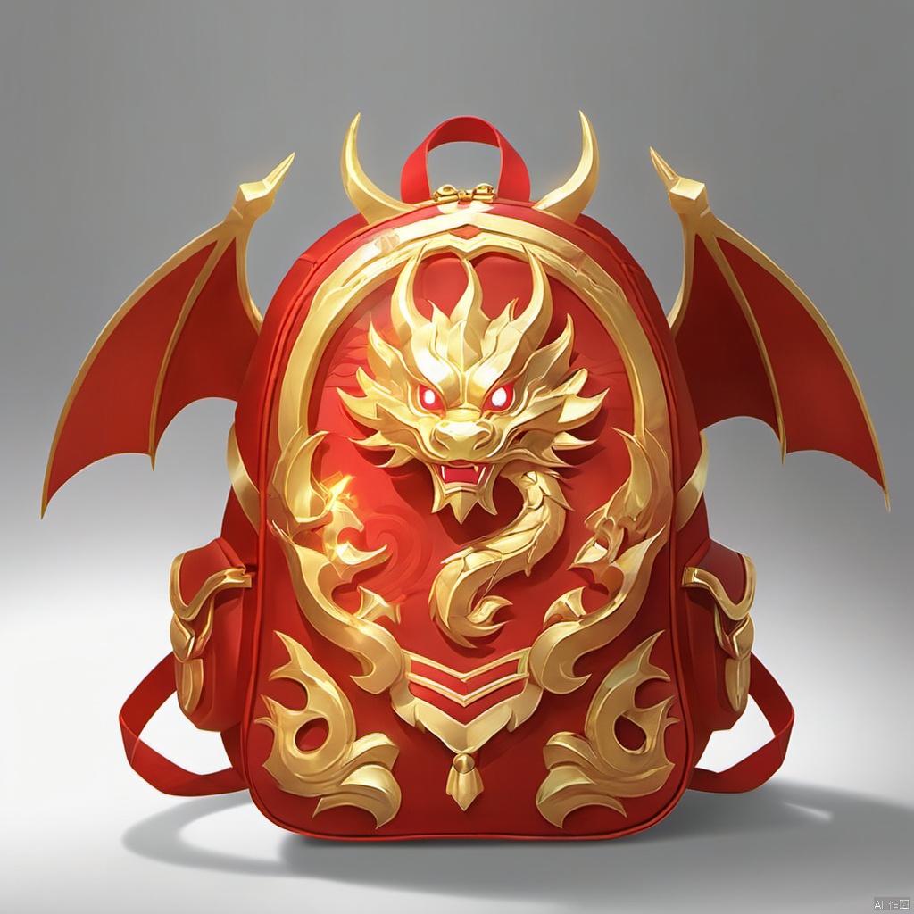  Game Chinese Style Dragon Blessing Bag Backpack, red, gold