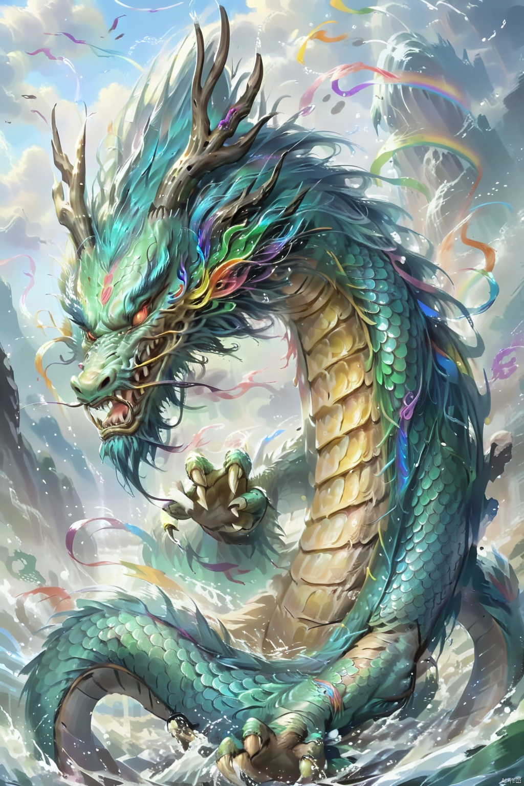  The dragon usually has a huge body, the dragon's expression is more fierce, strong limbs and long tail. Its scales may be shimmering gold, silver, or other bright colors, and each one is hard and smooth. When the wings of the dragon are unfolded, they can cover the vast sky, and the film on the wings may flash with various colors, as beautiful as the rainbow.