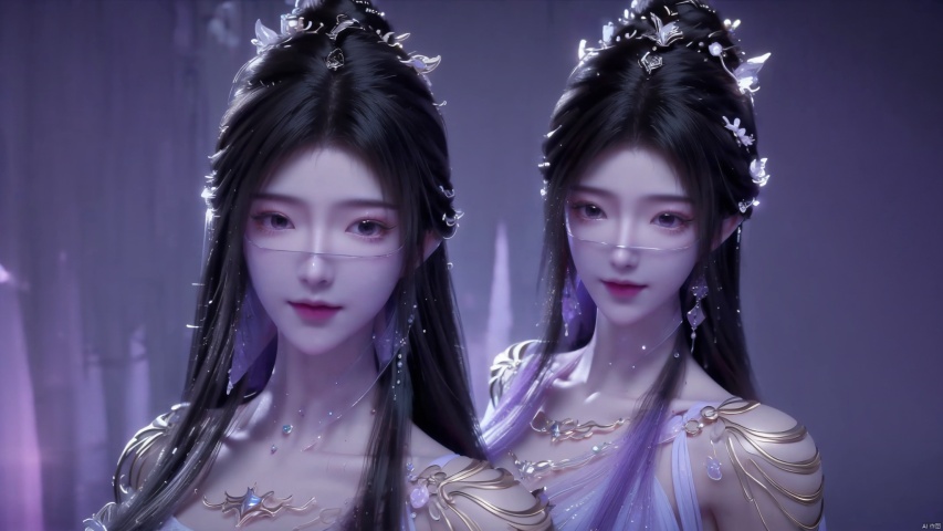 Veils, masks, translucent veils,solo, (Good structure),cowboy_shot, DSLR Quality,Depth of field ,looking_at_viewer,Dynamic pose, , kind smile,
1 girl,(Purple light effect),hair ornament,jewelry,looking at viewer, (\meng ze\), wangyushan, dofas,(ultra-detailed crystallization),transparent crystals, qingyi,ziling_xianzi