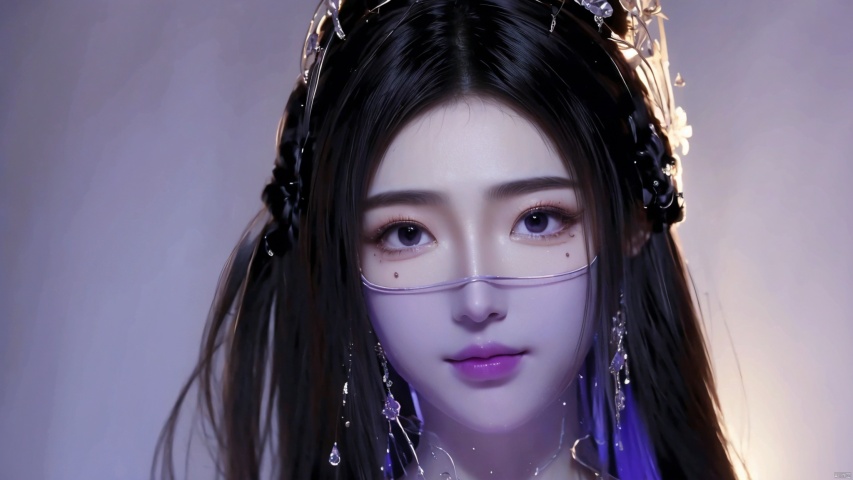 Veils, masks, translucent veils,solo, (Good structure),cowboy_shot, DSLR Quality,Depth of field ,looking_at_viewer,Dynamic pose, , kind smile,
1 girl,(Purple light effect),hair ornament,jewelry,looking at viewer, (\meng ze\), wangyushan, dofas,(ultra-detailed crystallization),transparent crystals, qingyi, xiaqingyue