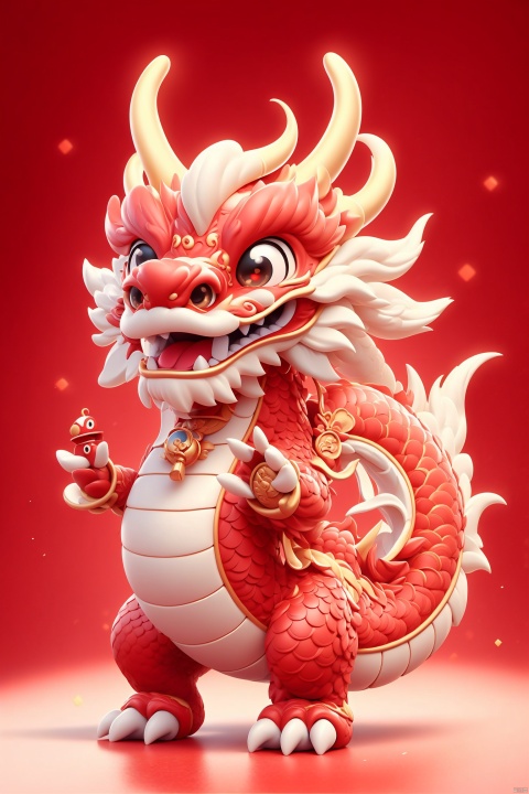  red dragon,smile,outdoors,simple background,,