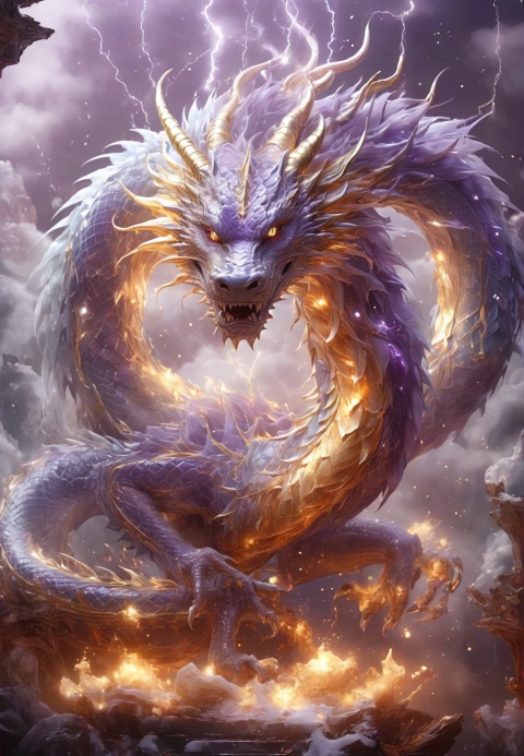  ((The right side)),(Right side).(( Look at the camera)), , realistic,chinese purple Ice Dragon, desolate, intricately detailed, artistic lightning, particles, beautiful, amazing, highly detailed, digital art, sharp focus, trending on art station,amazing6