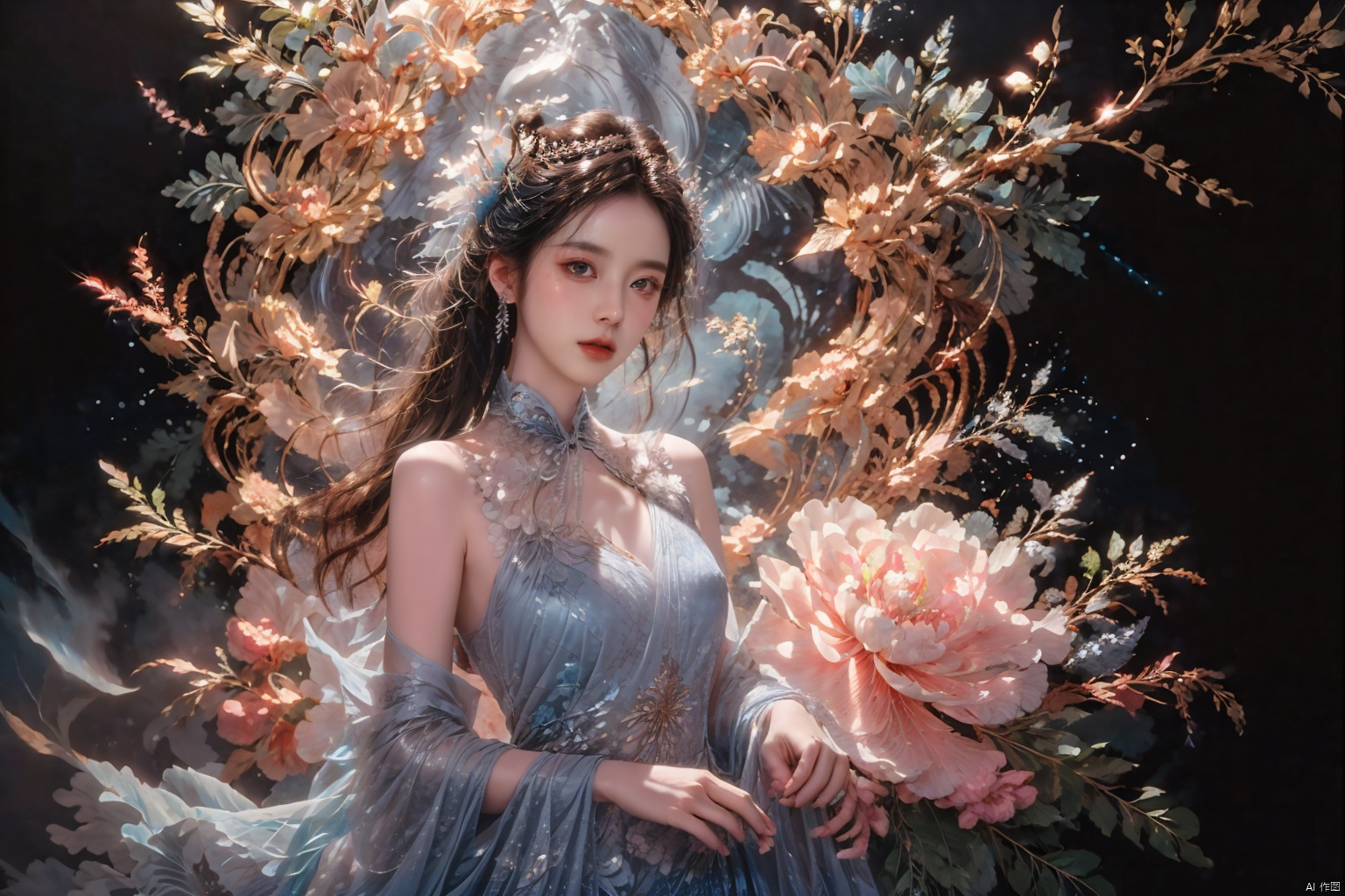  masterpiece,(best quality),official art, extremely detailed cg 8k wallpaper,((crystalstexture skin)), (extremely delicate and beautiful),highly detailed,1girl,solo,long hair,ruhua, qianjin