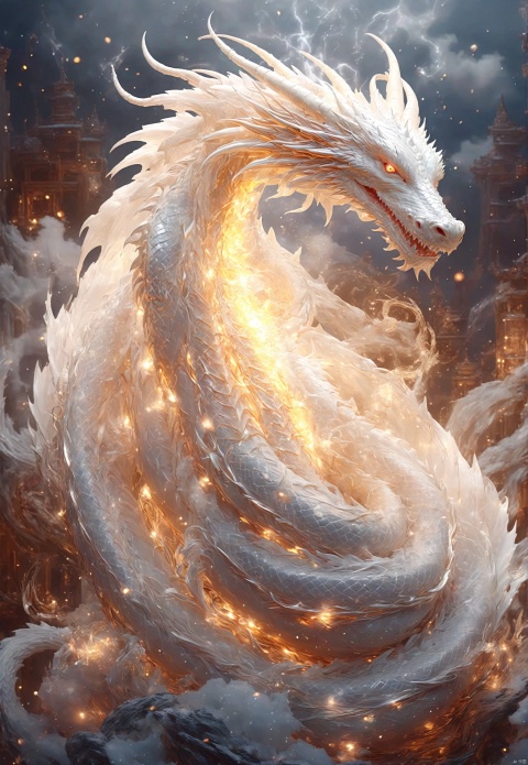 Spin, hover, curl your body,Dragon's spiral, ((positive)),(( Look at the camera)), , realistic,chinese white. Ice Dragon, desolate, intricately detailed, artistic lightning, particles, beautiful, amazing, highly detailed, digital art, sharp focus, trending on art station,amazing6
