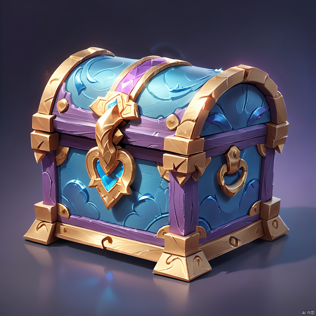  Game props. A fine blue and purple treasure chest.