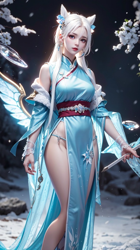  (((1girll))),(White hair:1.5),(((the upper part of the body))),Imperial water,A magician,(ice),(((Ice Phoenix))),(Perfect facial features:1.4),(Ancient Chinese Hanfu),(Mysterious magic formations:1.2),Blue glow,(Frost wings),(((Powerful ice magic))),(((Icicles))),Towering over the landscape,Blue light cold light,(((Ice storms))),Wind,((Flying snow ice and snow)),Amazing results,best qualityer,tmasterpiece,finely detailled,Complicated details,8K,8KUCG wallpaper,hdr,water blue,Magic Array,Cinematic lighting effects,lightand shade contrast,Ray traching,NVIDIA RTX,1girl,jirou,glass,hand101, yuyao
