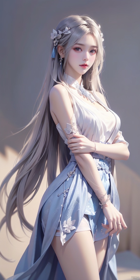  XS,1girl,solo,long hair,high_heels,dress,black hair,hairband,anklet,jewelry,hair ornament,bare legs,blue dress,brown eyes,
looking at viewer,realistic,ribbon,sleeveless,bangs,cosplay,chinese clothes,
blue theme,
brown hair,blue hairband,
detached sleeves,white dress,flower,bare shoulders,, (raw photo:1.2),((photorealistic:1.4))best quality,masterpiece,illustration,an extremely delicate and beautiful,extremely detailed,CG,unity,8k wallpaper,Amazing,finely detail,masterpiece,best quality,official art,extremely detailed CG unity 8k wallpaper,absurdres,incredibly absurdres,huge filesize,ultra-detailed,highres,extremely detailed,beautiful detailed girl,cinematic lighting,1girl,pale skin,tall female,(perfect body shape),skinny body,Slender legs,, pale skin,tall man,long legs,thin leg, lvshui-green dress, yue , hair ornament , hanfu