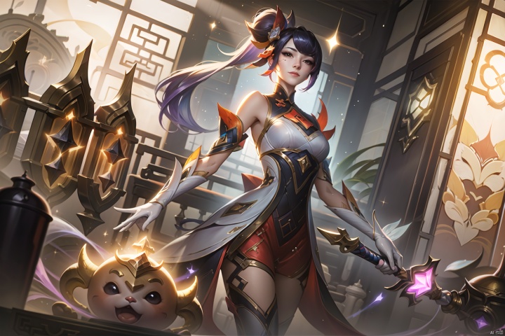  (Masterpiece,Best Quality,Top Quality),(Wide Angle Lens:0.95),Dynamic Angle,Solo,1girl,League of Legends,Ancient Chinese Beauty with Sword,Chivalrous Lady,Assassin