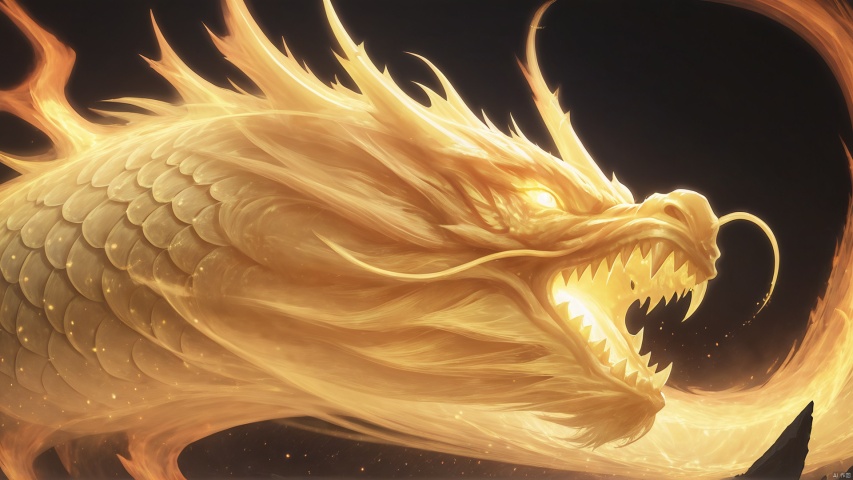 A glowing Eastern dragon,Medium shot