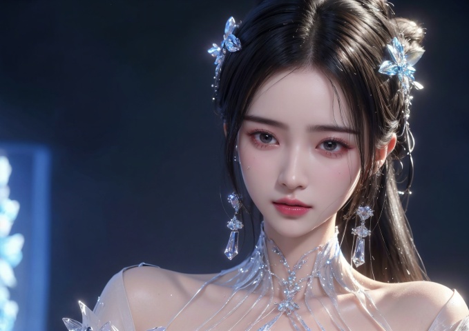  He was wet with sweat,((wet, sweating, wet shiny skin, wet hair,)),(Good structure),drip,cowboy_shot, DSLR Quality,Depth of field ,looking_at_viewer,Dynamic pose, , ,
1 girl,(blue light effect),hair ornament,jewelry,looking at viewer, (\meng ze\), wangyushan, dofas,(ultra-detailed crystallization),transparent crystals, qingyi, limuwan