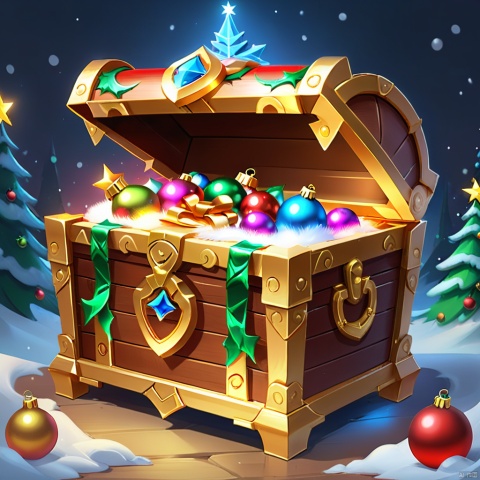  Game props, (Christmas themed mysterious treasure chest: 1.5) Exquisite treasure chest filled with Christmas gifts.