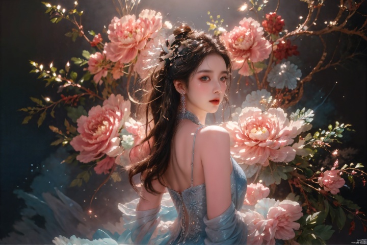  masterpiece,(best quality),official art, extremely detailed cg 8k wallpaper,((crystalstexture skin)), (extremely delicate and beautiful),highly detailed,1girl,solo,long hair,ruhua, qianjin,Back, looking back, turning head