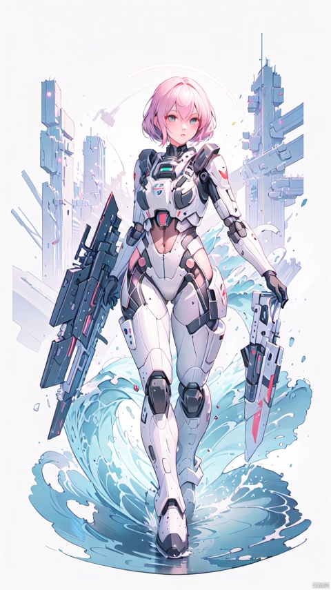 1 girl, solo, fighter jet, black mech, fluorescent green light, cyberpunk, big waves, tight fitting clothes, lace, semi robot, lips, armor, nose, white background, big long legs,