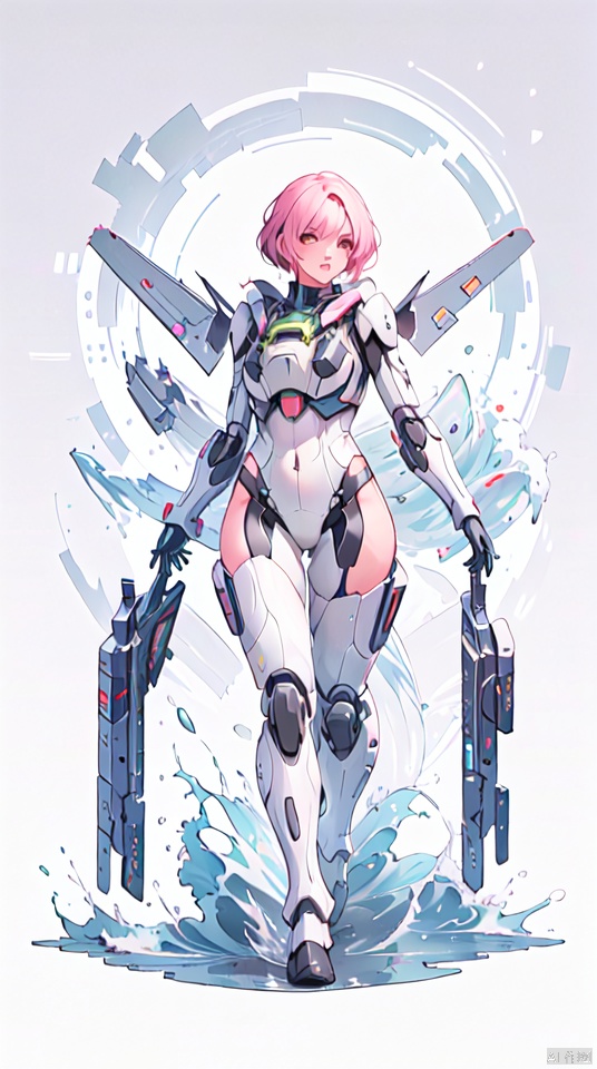 1 girl, solo, fighter jet, black mech, fluorescent green light, cyberpunk, big waves, tight fitting clothes, lace, semi robot, lips, armor, nose, white background, big long legs,