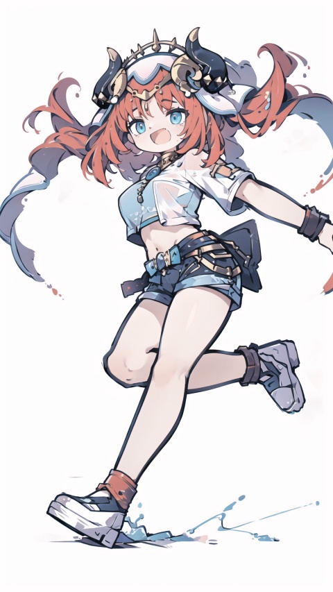  nilou \(genshin impact\),aqua eyes, red hair, hair ornament, solo, large breasts, legs, ((Shorts)), (long hair), ((white t-shirt)), Ahoge ,bare_shoulder,

1girl, ,dynamic,clear sky,
simple background,white t-shirt,
simplecats, clouds, 
open mouth, (laugh),dance,

,scenery, masterpiece, best quality, best quality, no_humans, ,mjtyhz,simple details,1girl, horns,red hair,longhair,twintails,veil,haremoutfit,无,CUXIAN