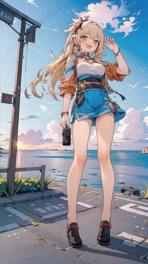  yoimiya (genshin impact),yellow eyes, yellow hair, hair ornament, solo, large breasts, legs,, (long hair), clear sky,

,1girl, , white background, (dynamic),clear sky,
simple background,
simplecats, graffiti, dynamic, girl, clouds, 
open mouth, (laugh),

,scenery, masterpiece, best quality, best quality, no_humans, ,mjtyhz,simple details,((sea side)),tree,


, scenery, outdoors, sky, plant, sunset, horizon, ocean, power lines, cloud, utility pole, sign, water, grass, gradient sky, blue sky, realistic, photo (medium), photo background, real world locationshimonadaeki1 